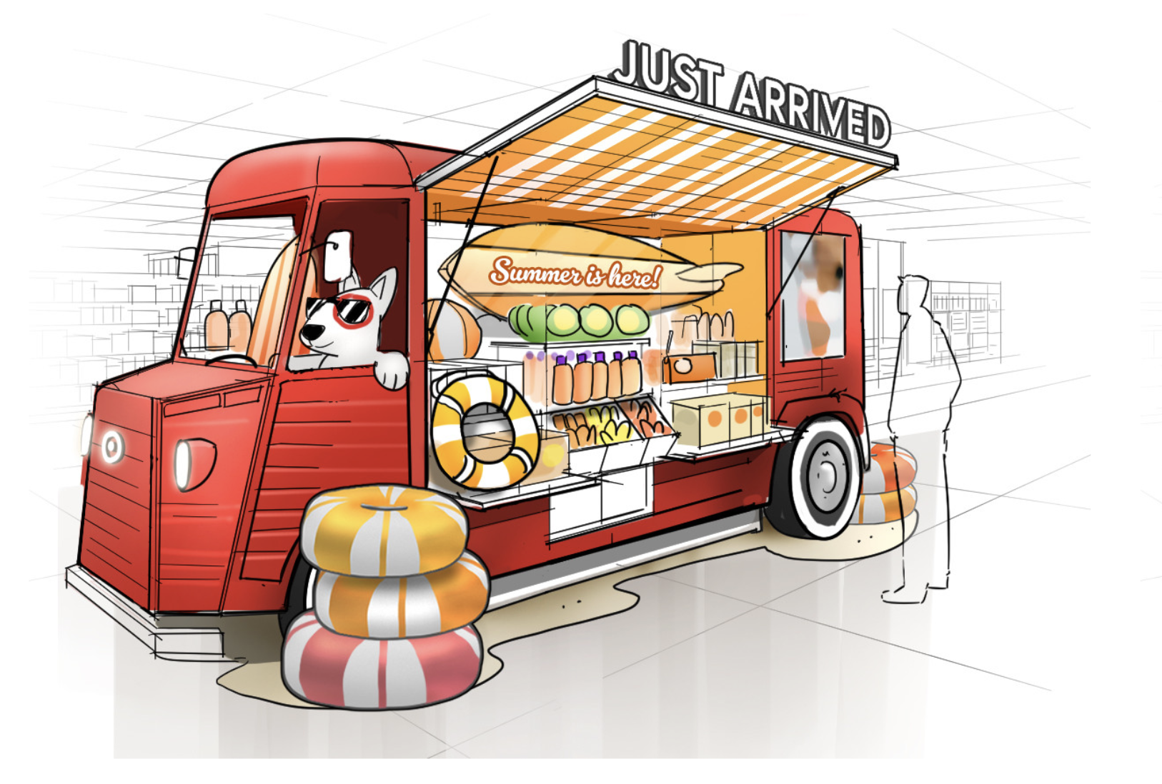 Target seasonal retail truck — Hand sketch